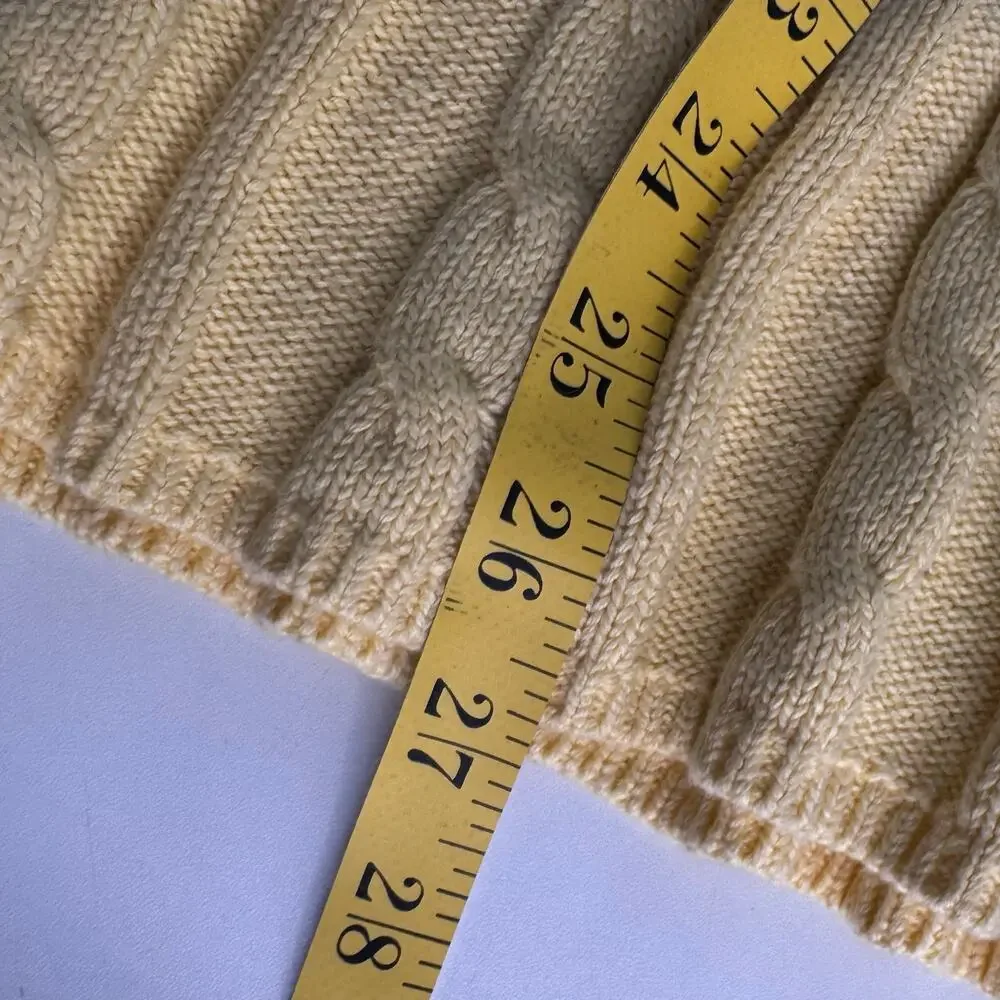 HTF Ralph Lauren Polo Yellow Girls Cable Knit Cotton Dress Sz 7 Collar Sm Flaw